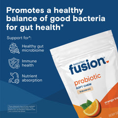 Bariatric Fusion orange tropical bottle front shows chews for daily gut health.