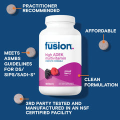 Bariatric Fusion mixed-berry tablets close-up showing high ADEK content.
