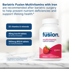 Bariatric Fusion bottle label highlights complete nutrient support