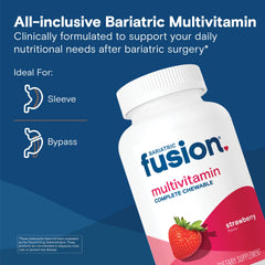 Bariatric Fusion strawberry tablets closeup showing easy-to-take chewables