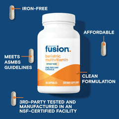 Bariatric Fusion label featuring ASMBS guidelines signals clinician-informed formulation.