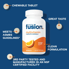 Orange cream tablets dispensed from the bottle for daily nutrition