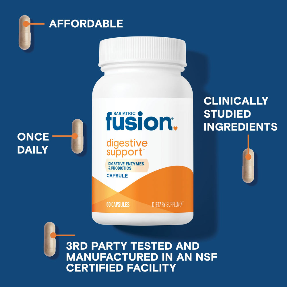 Bariatic Fusion probiotics blend label highlighting vegan gluten-free formula