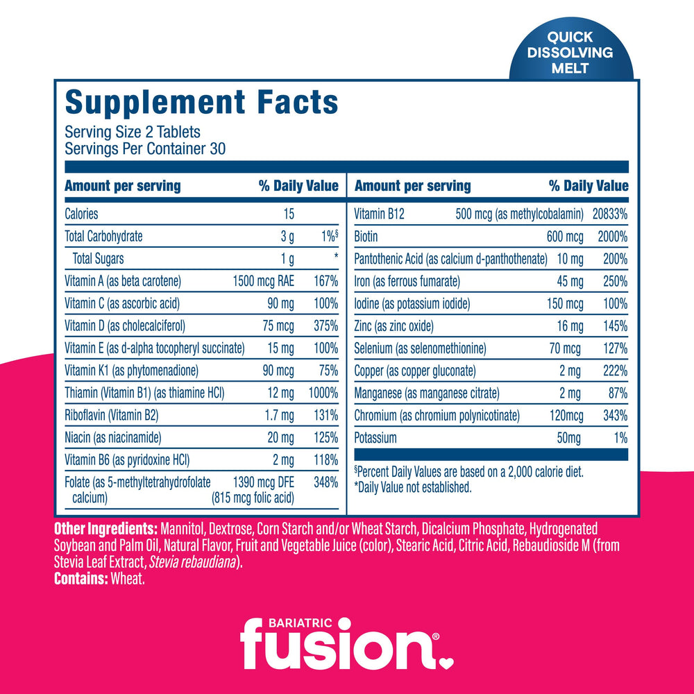 Bariatric Fusion iron 45mg tablet, essential post-surgery support.