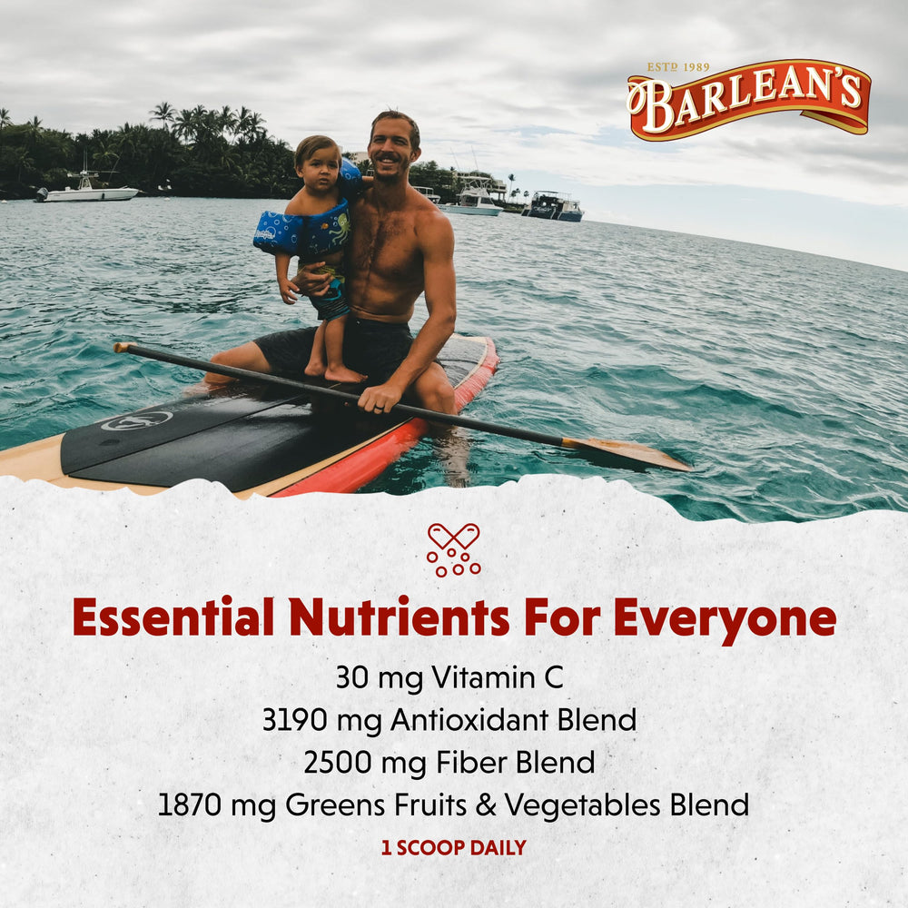 Barlean's Chocolate Greens is vegan, gluten-free, and non-GMO for inclusive diets.