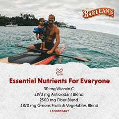 Barlean's Chocolate Greens is vegan, gluten-free, and non-GMO for inclusive diets.