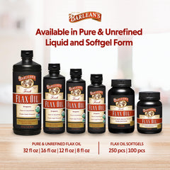 Barlean's 32 oz bottle emphasizing convenient family-size packaging.
