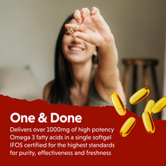 Orange-flavored Barlean's Omega 3 Softgel for convenient daily supplementation.