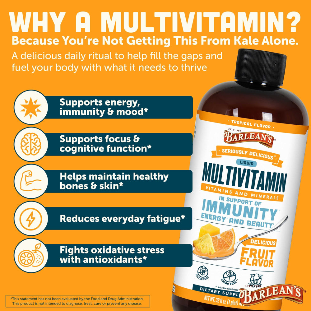Emulsified formula improves absorption of fat-soluble vitamins in Barlean's multivitamin.