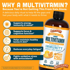 Emulsified formula improves absorption of fat-soluble vitamins in Barlean's multivitamin.