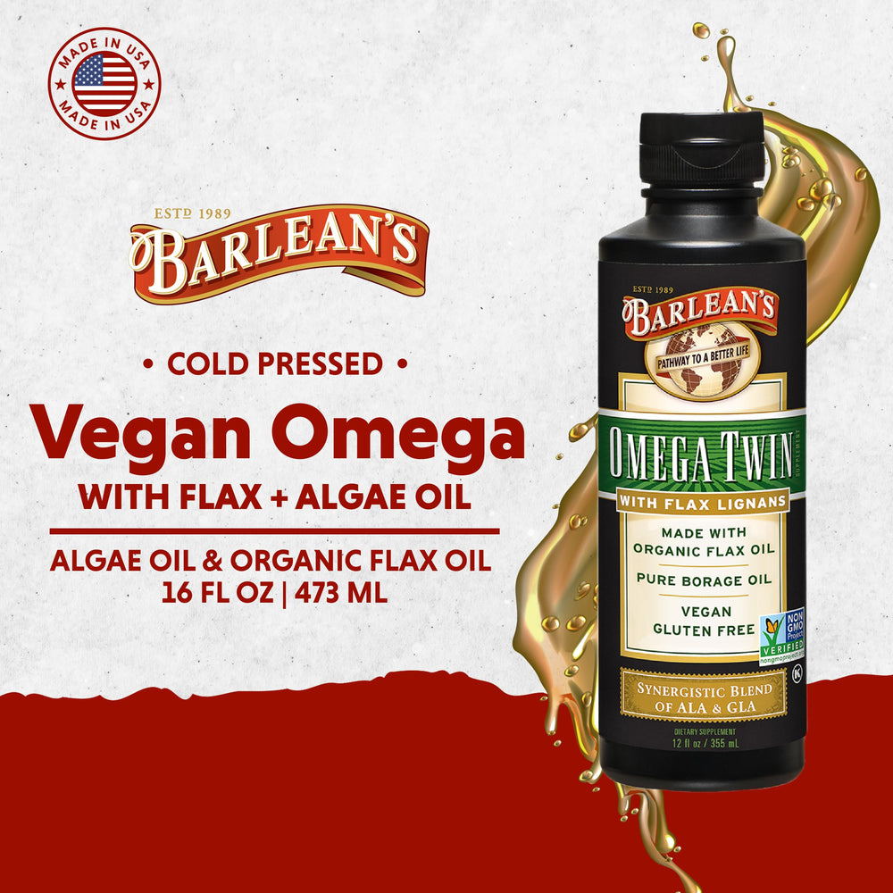 Barlean's Omega Twin bottle side label detail highlighting lignans