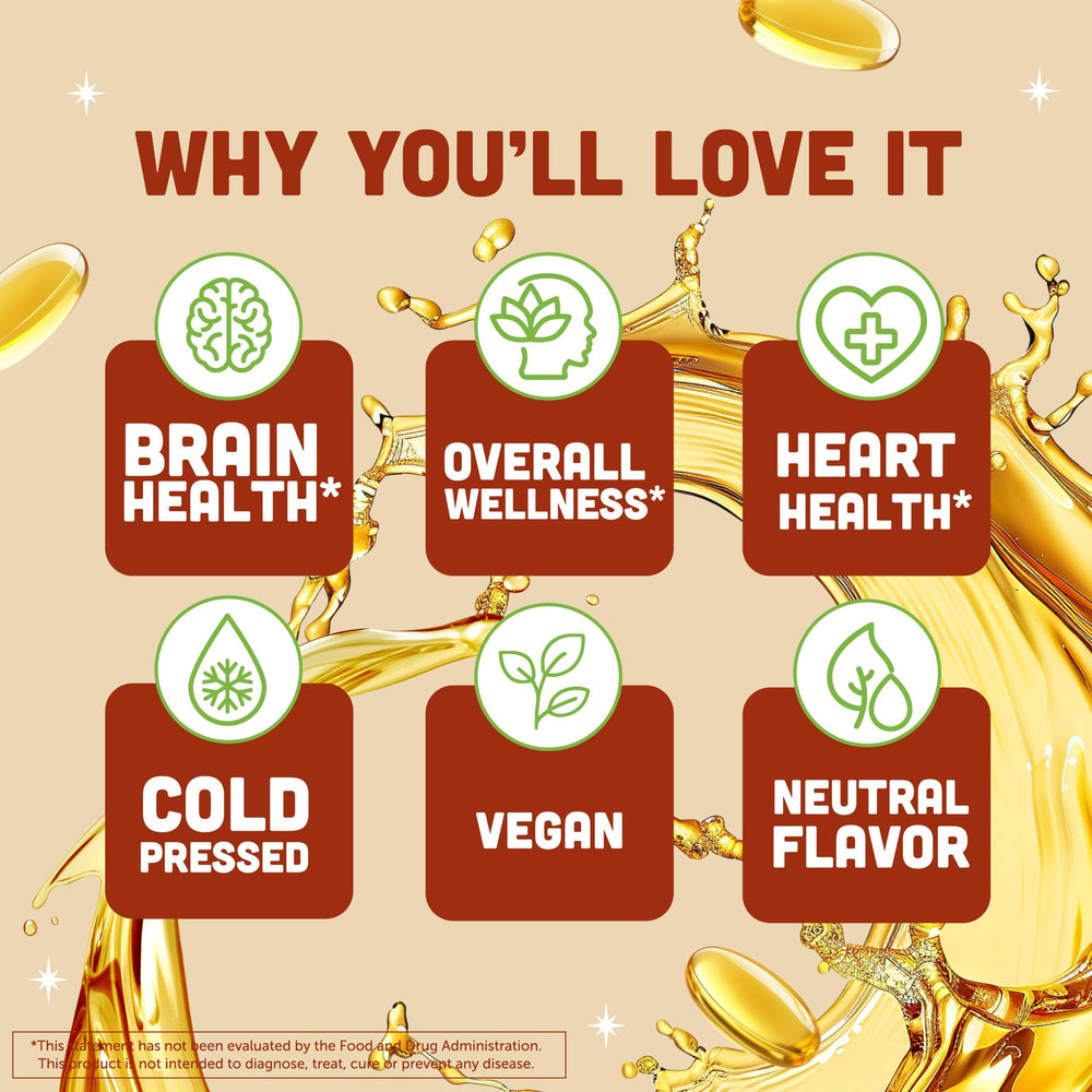 Barlean's vegan flaxseed oil softgels packaging highlights vegan, non-GMO sourcing.