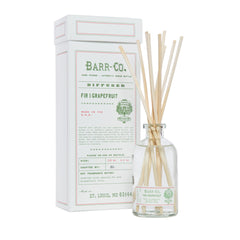 Barr-Co Fir & Grapefruit diffuser bottle showcases premium glass for lasting aroma.