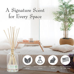 Barr-Co Fir & Grapefruit diffuser reeds saturate for extended aroma diffusion.