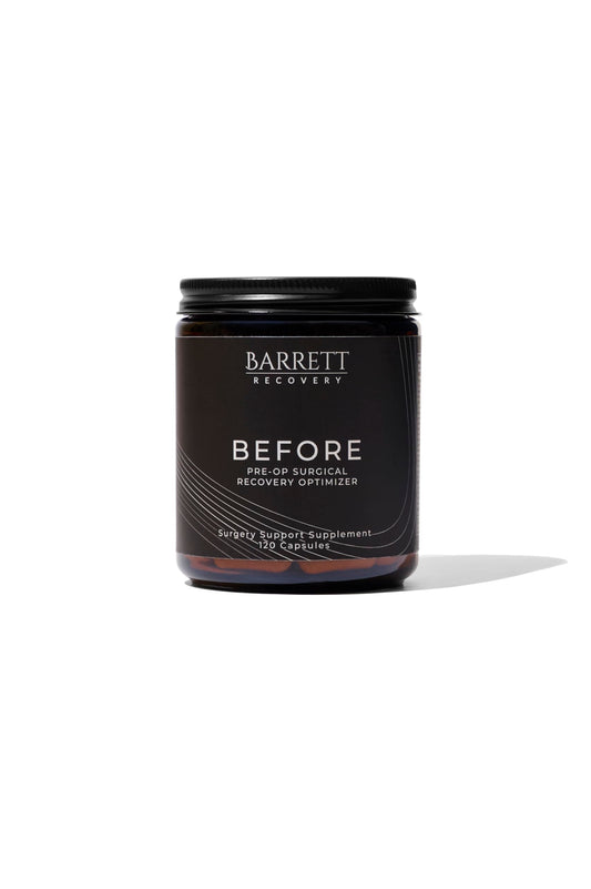 Barrett Recovery BEFORE bottle with capsules for pre-op preparation and nutritional support