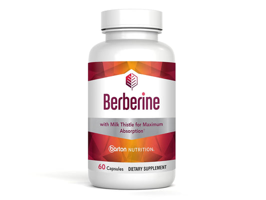Barton Nutrition Berberine 800mg bottle for steady energy after meals.