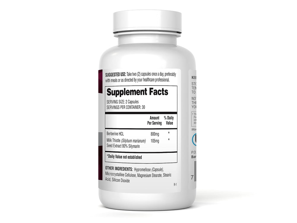 Barton Nutrition Berberine 800mg capsules supporting healthy carb response.