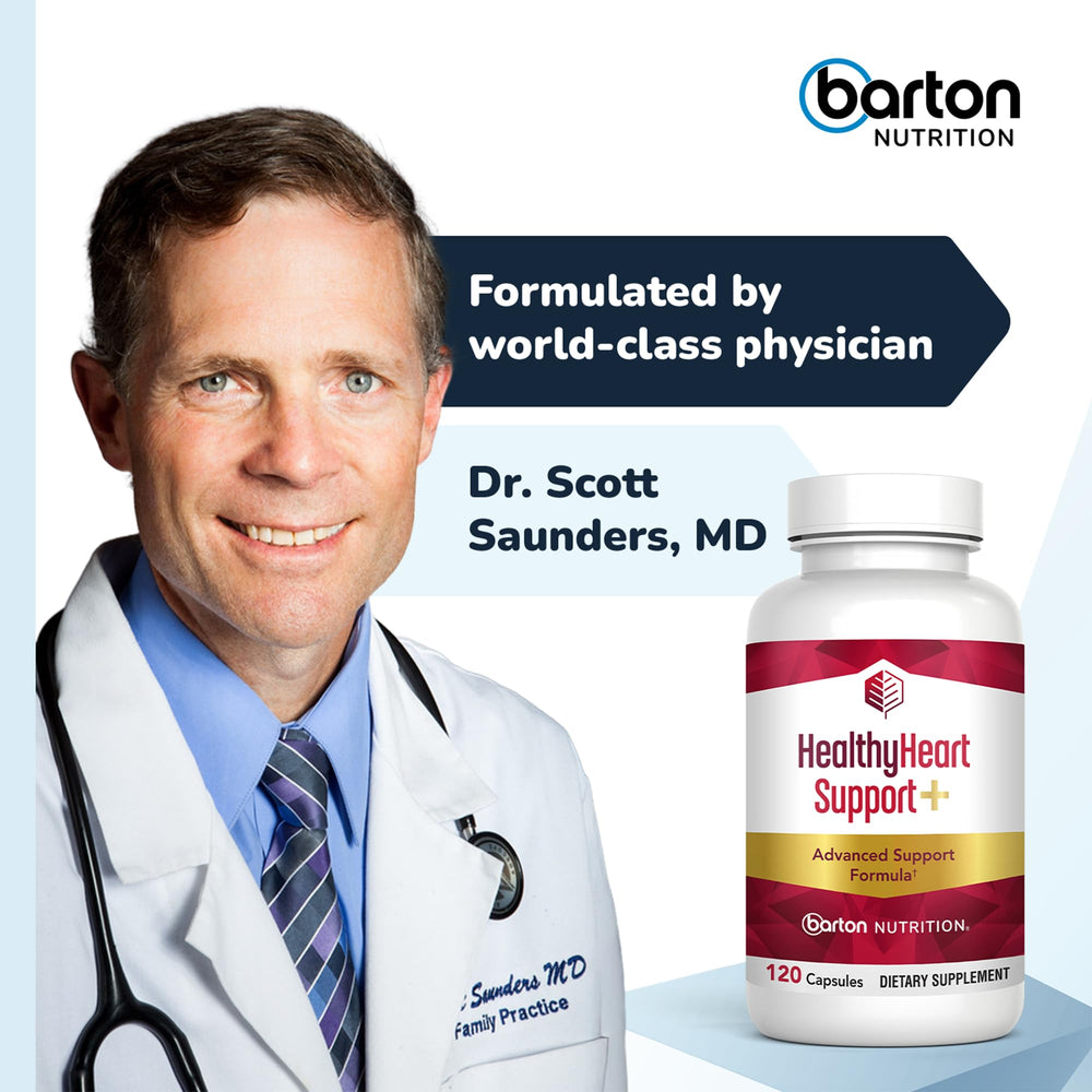 Barton Nutrition HealthyHeart Support+ made in USA packaging signals quality.
