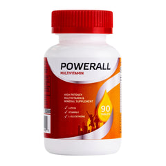 Basic Brands PowerAll bottle front view highlighting immune support and daily vitality