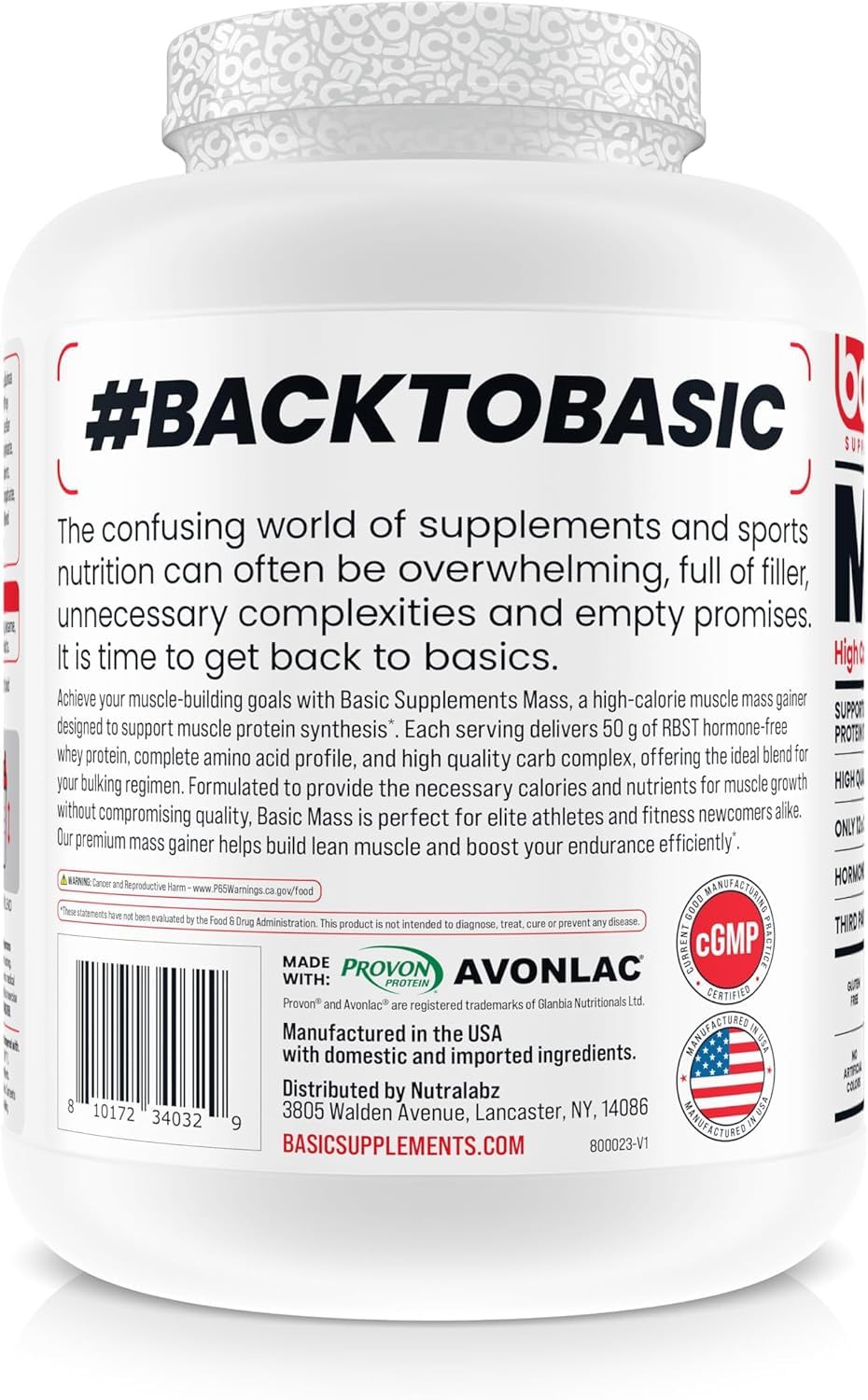 BASIC SUPPLEMENTS Mass Gainer shake in a glass illustrates post-workout recovery potential.