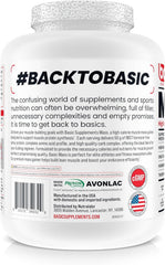 BASIC SUPPLEMENTS Mass Gainer shake in a glass illustrates post-workout recovery potential.