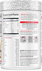 BASIC SUPPLEMENTS Whey Isolate peanut butter cookie scoop highlights protein per serving.