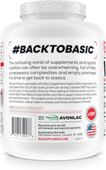 Basic Supplements Whey Protein shake glass shows a ready-to-drink post-workout option.