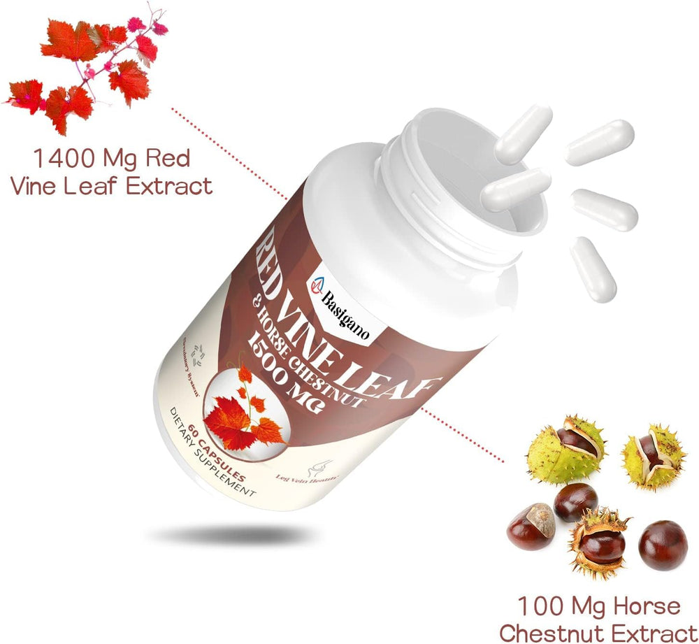 Basigano red vine leaf closeup emphasizes procyanidins and antioxidants