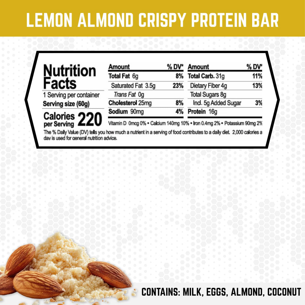 Battle Bars Lemon Almond bar crisp texture visible with almond crunch for a protein snack.