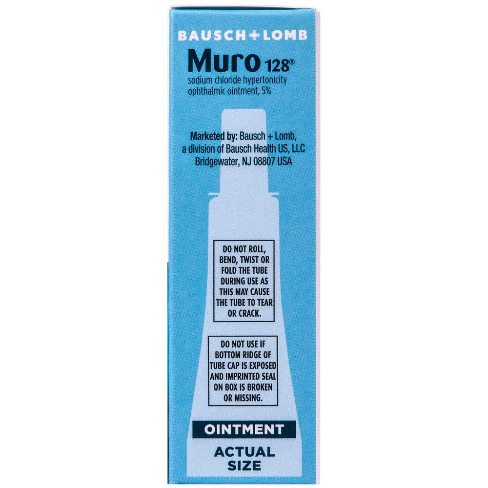 Applying Muro 128 ointment to the eye for corneal relief
