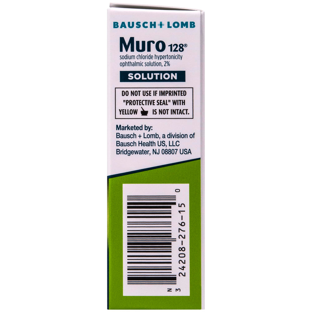 Bausch + Lomb Muro 128 0.5 fl oz bottle for on-the-go eye care.