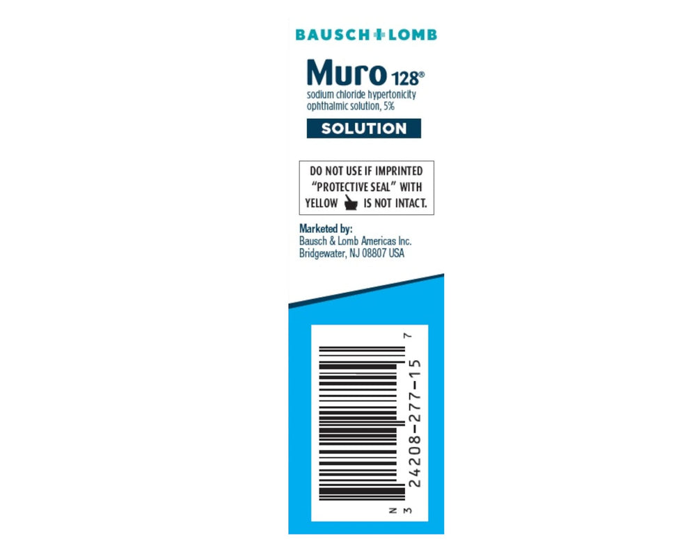 Muro 128 5% application drops prepared for eye administration.