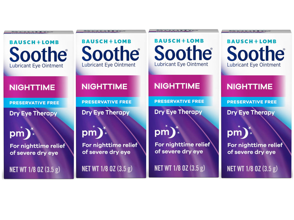 Bausch + Lomb Soothe eye ointment tube delivers overnight moisture relief.