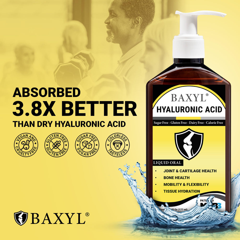 Pouring Baxyl liquid into a glass to illustrate rapid absorption.