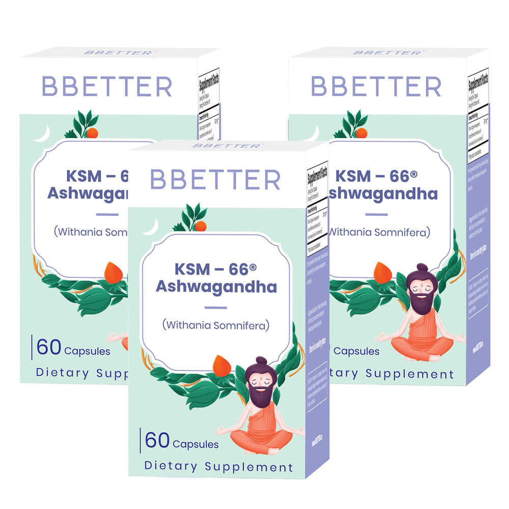 BBETTER Ashwagandha KSM-66 powder bottle for daily resilience and balance.