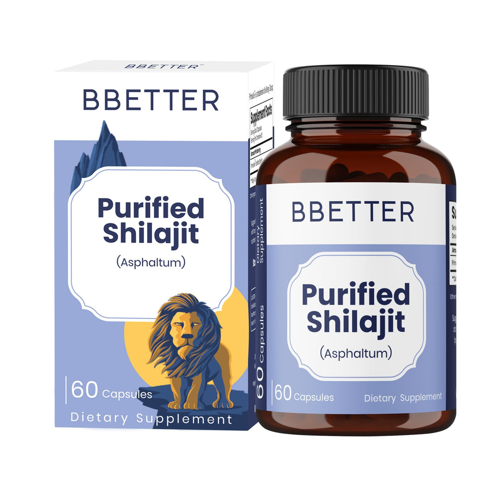 BBETTER Purified Shilajit bottle pour demonstrates easy daily energy support.