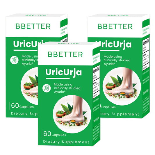 BBETTER UricUrja bottle pouring capsules for daily uric support.