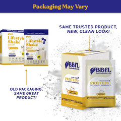 BBfL vanilla cream label highlights 21g protein per serving.