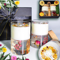 BBJohn Crystal Candle Set with flowers inside promotes natural ambiance and calm