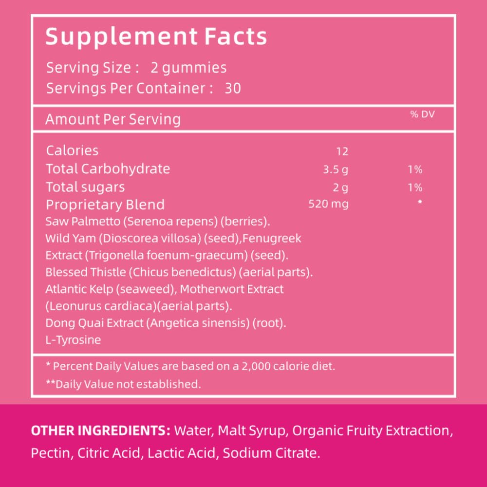 BBL Gummies with Saw Palmetto and Wild Yam ingredients for potential nourishment