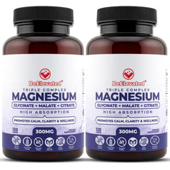 BeElevated Triple Magnesium bottle displayed for daily relaxation and well‑being