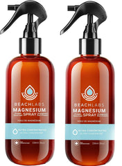 Beach Labs Magnesium Spray bottle front showing branding and compact design for travel