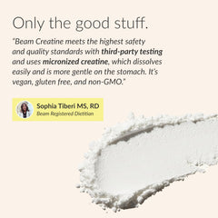 Beam Creatine Monohydrate Powder unflavored powder in plain container