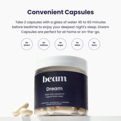 Beam Dream bottle bathed in soft lighting for relaxation and recovery