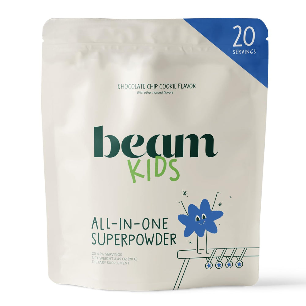 Beam Kids Multivitamin Powder package featuring complete kids nutrition for daily growth