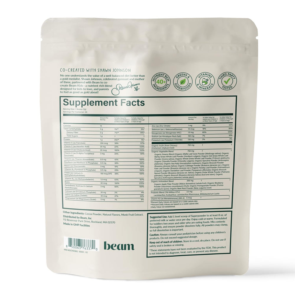 Beam Kids Multivitamin Powder is third-party tested for purity and accuracy.