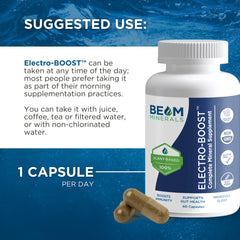 Beam Minerals bottle with seal and label, conveying clean label and quality.