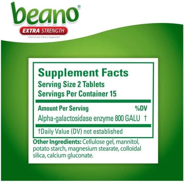 Beano near beans on table to illustrate target use with gas-inducing foods