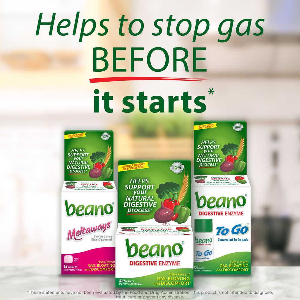Beano high-galu-per-serving visual emphasizes enzyme activity