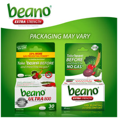 Closeup of Beano Ultra 800 tablets ready to take with meals